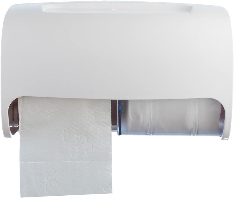 EnBath Commercial Toilet Paper Dispenser Wall Mount, Double (2 Roll) Locking Toilet Paper Holder (White), Compact Two Roll, Side by Side Design Tissue Paper Dispenser (Dispensador de Papel Higienico Doble) - Image 1
